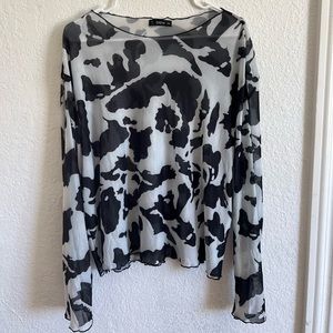 Cow print mesh top